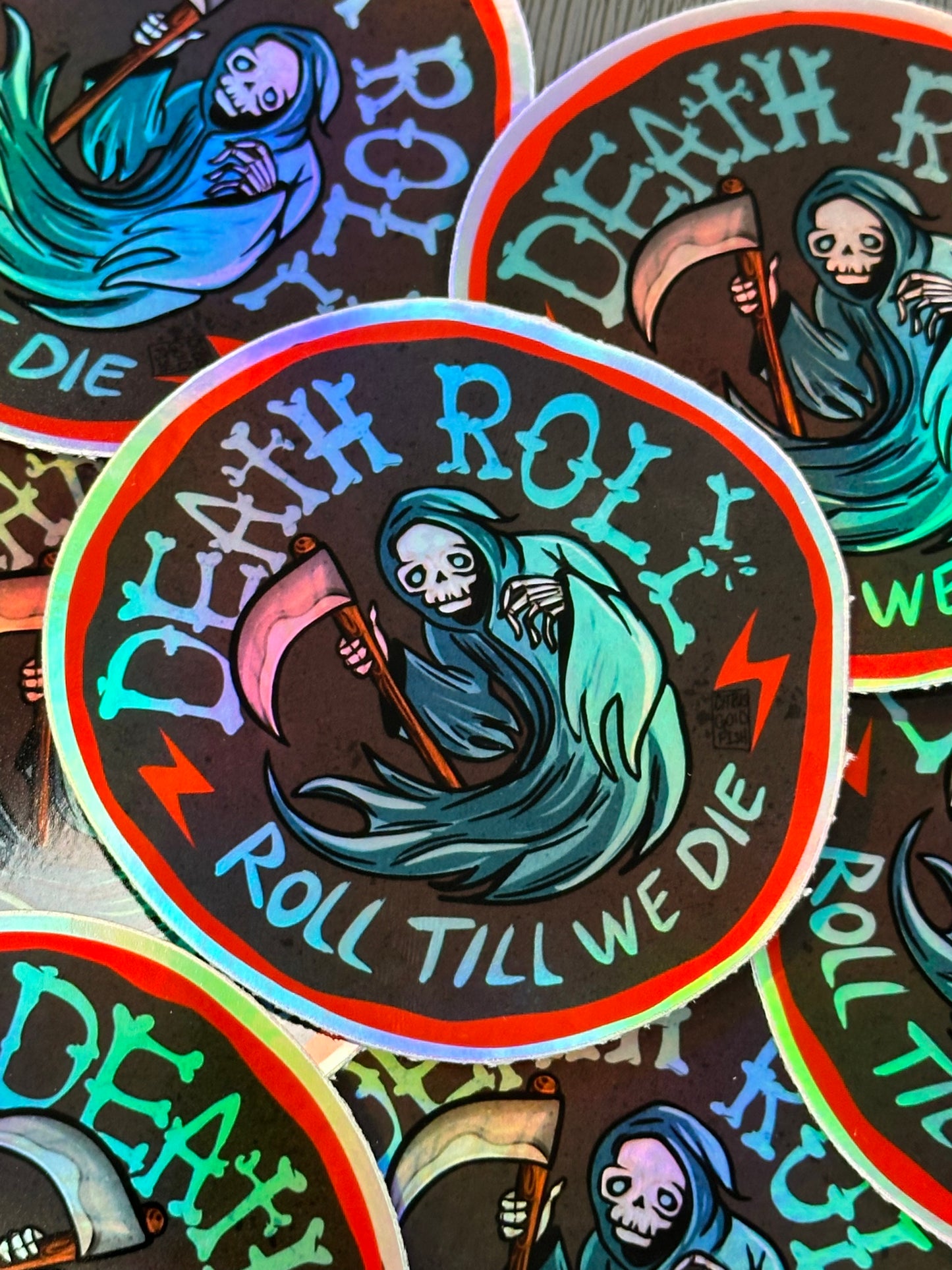 Death Roll “Roll till we die” vinyl chrome stickers